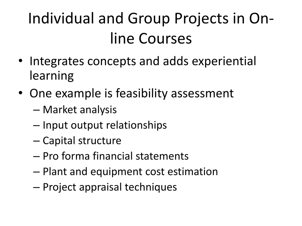 individual and group projects in on line courses