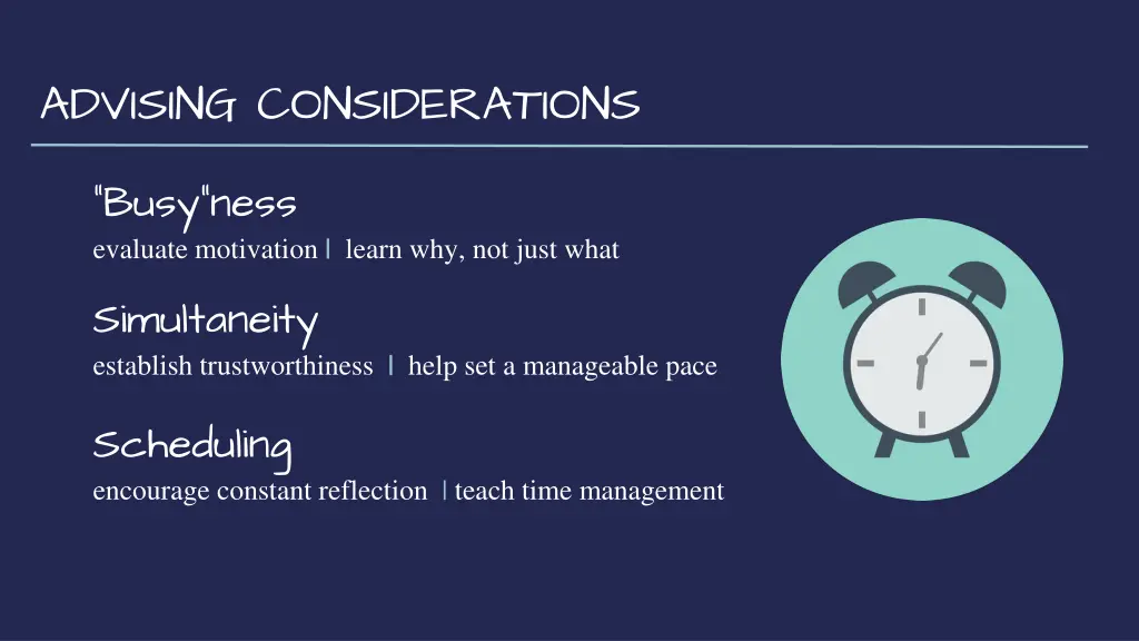 advising considerations