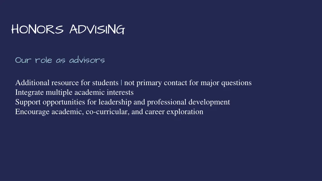 honors advising