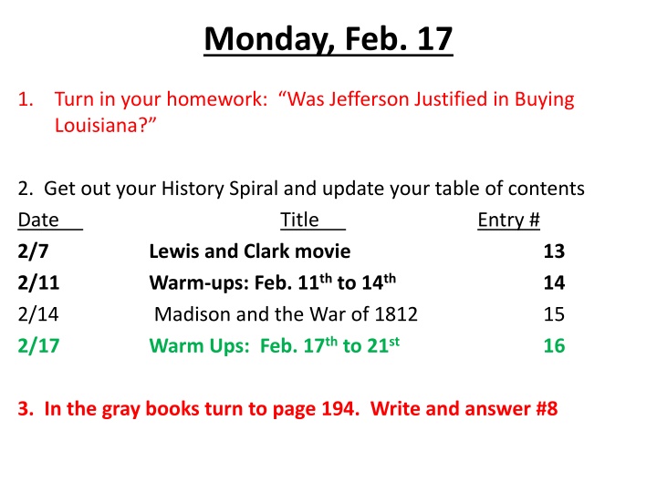 monday feb 17
