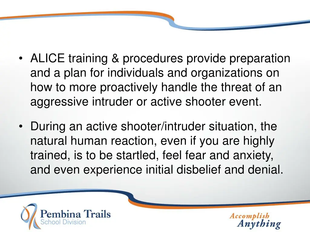 alice training procedures provide preparation