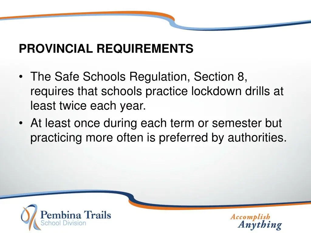 provincial requirements