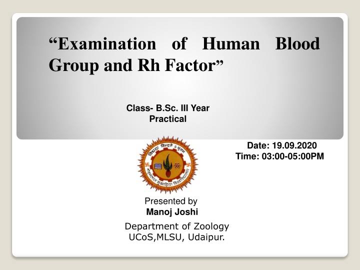 examination of human blood group and rh factor