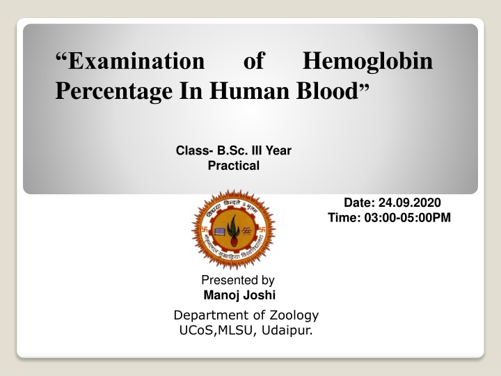 examination percentage in human blood