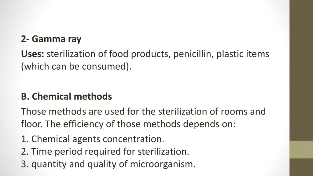 2 gamma ray uses sterilization of food products