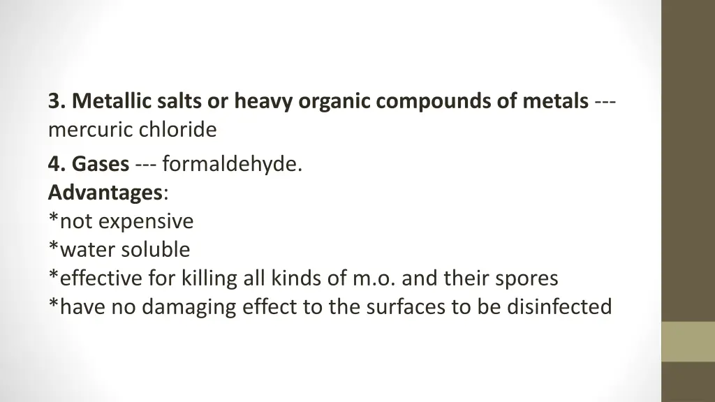 3 metallic salts or heavy organic compounds