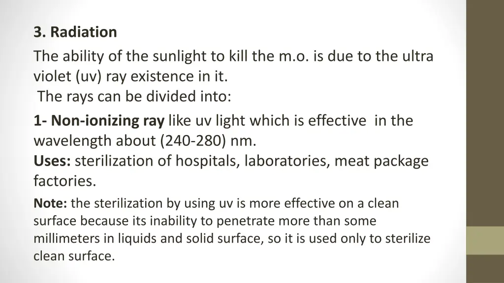 3 radiation the ability of the sunlight to kill