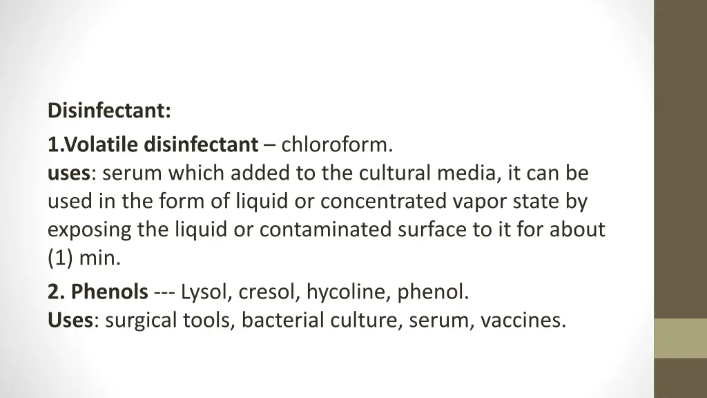disinfectant 1 volatile disinfectant chloroform