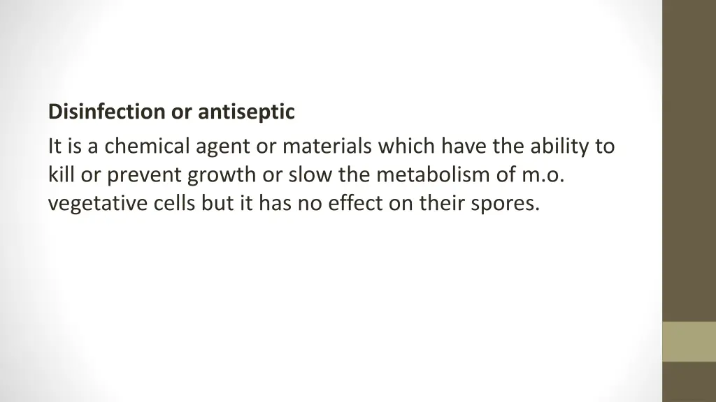 disinfection or antiseptic it is a chemical agent