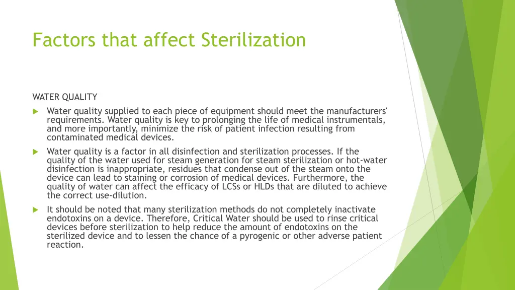 factors that affect sterilization
