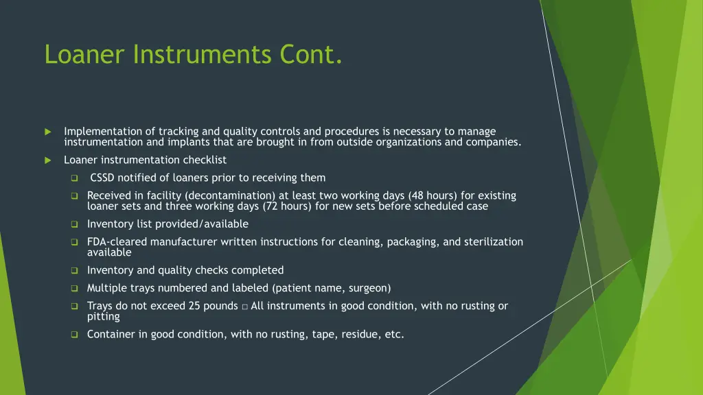 loaner instruments cont
