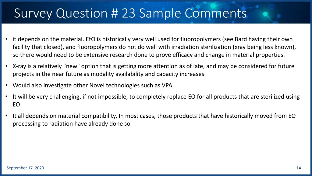 survey question 23 sample comments