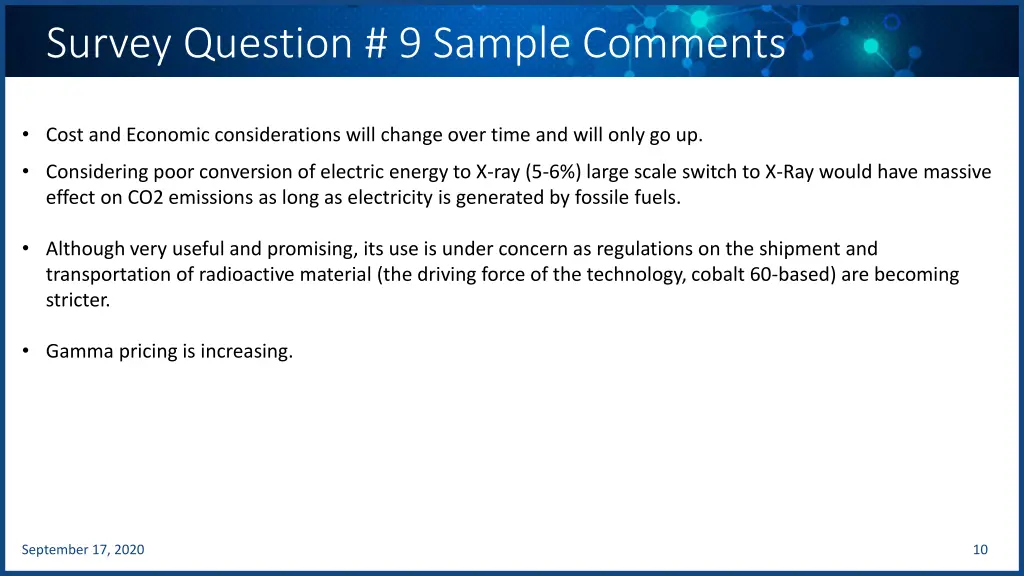 survey question 9 sample comments