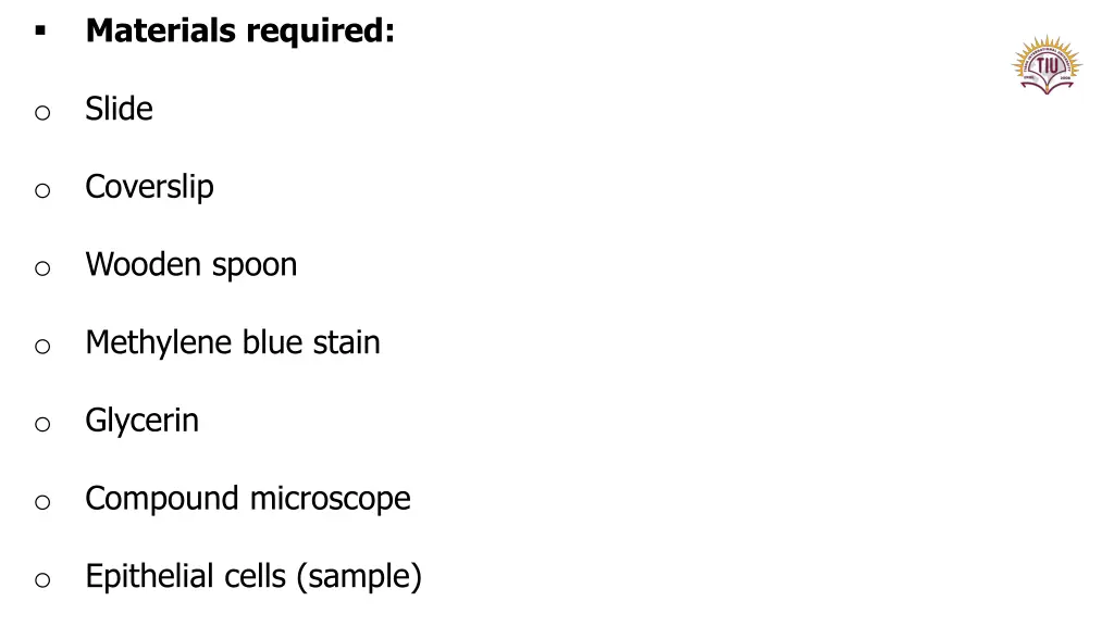 materials required