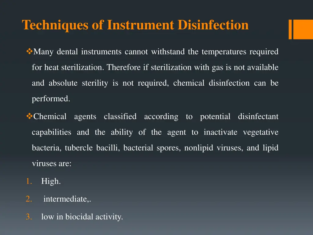 techniques of instrument disinfection