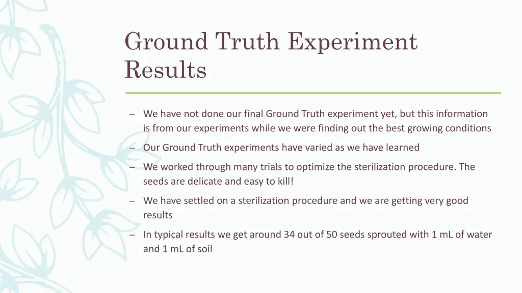 ground truth experiment results