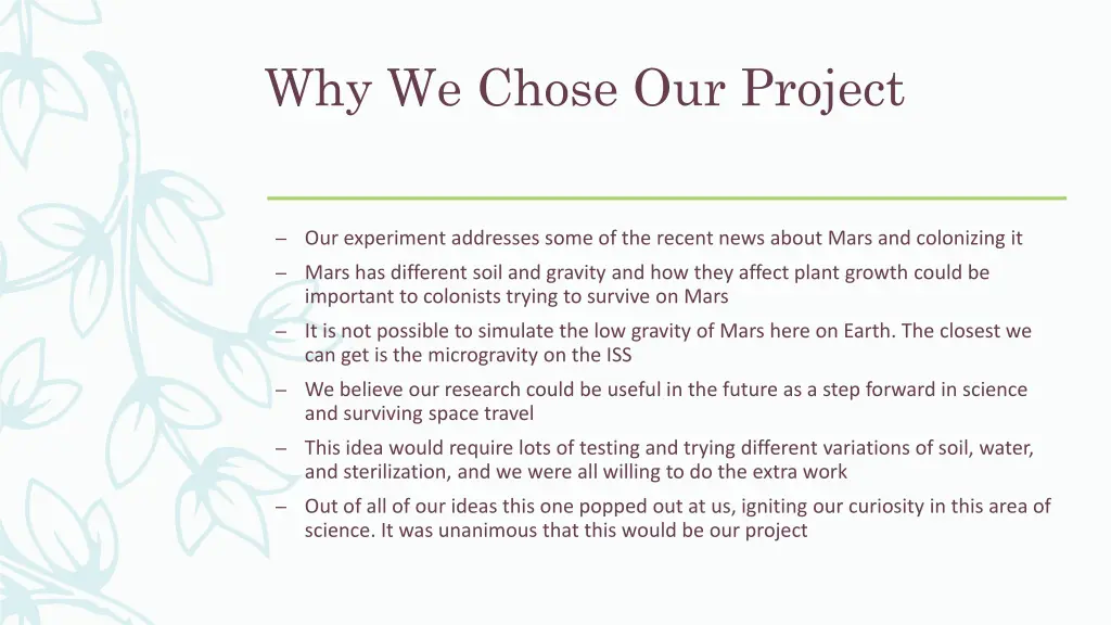 why we chose our project