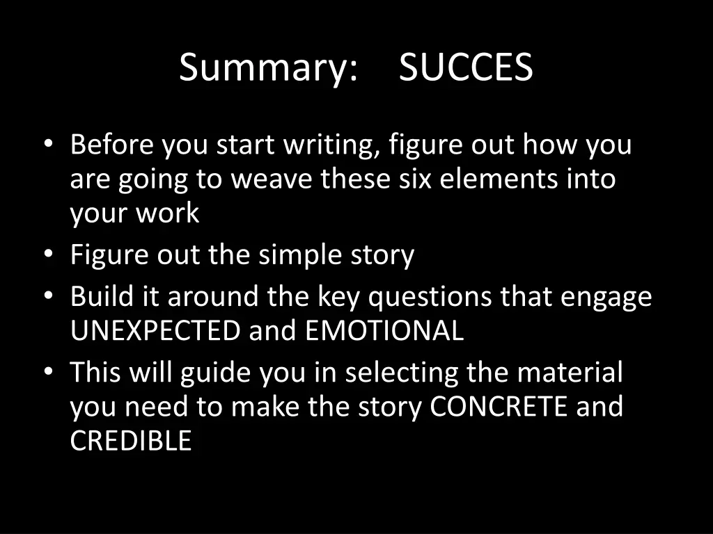 summary succes