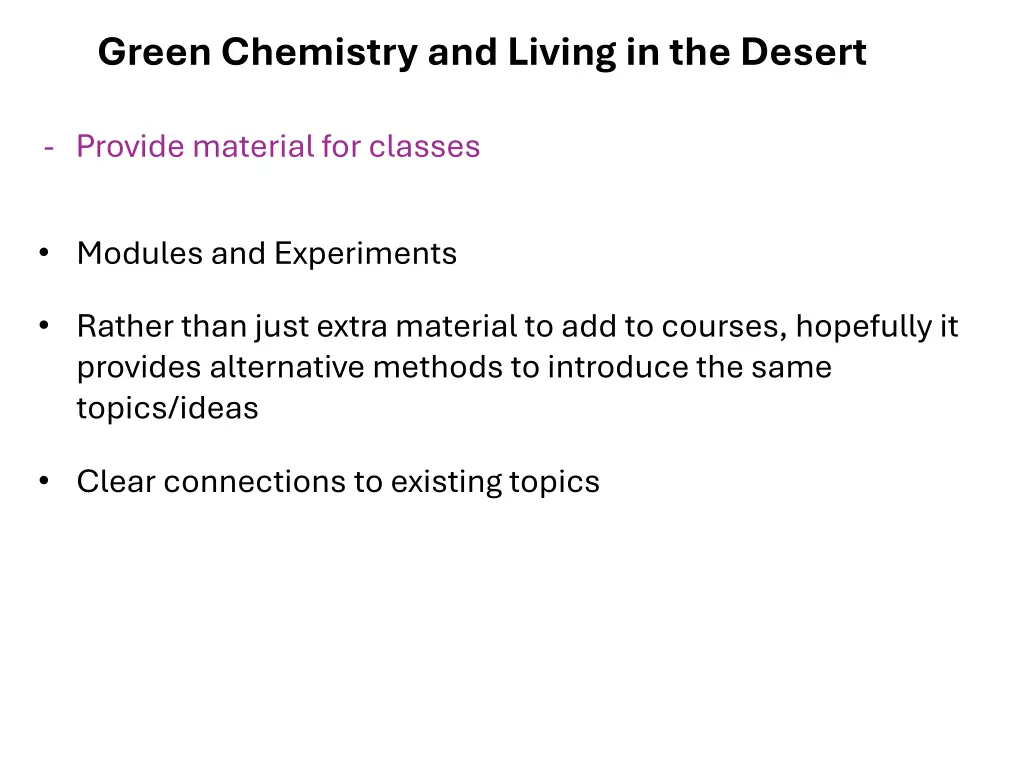 green chemistry and living in the desert 2