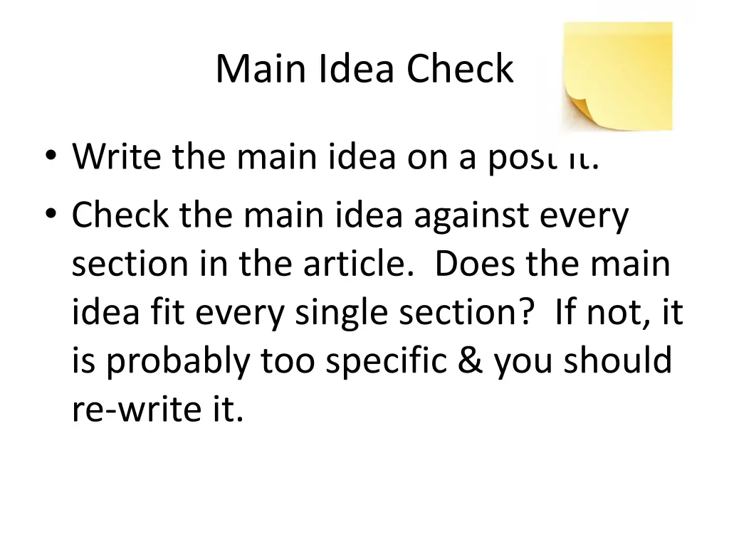 main idea check