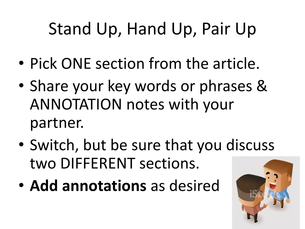 stand up hand up pair up