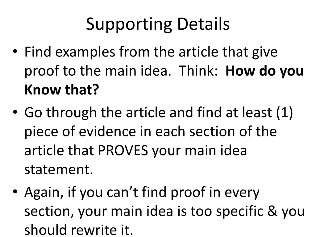supporting details