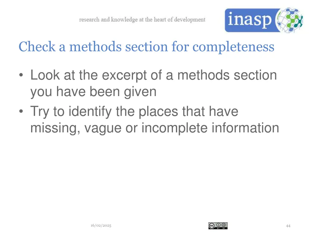 check a methods section for completeness
