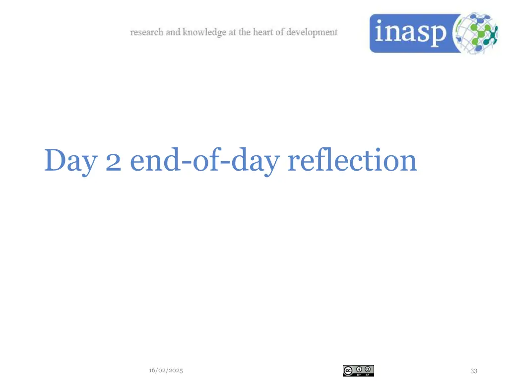 day 2 end of day reflection