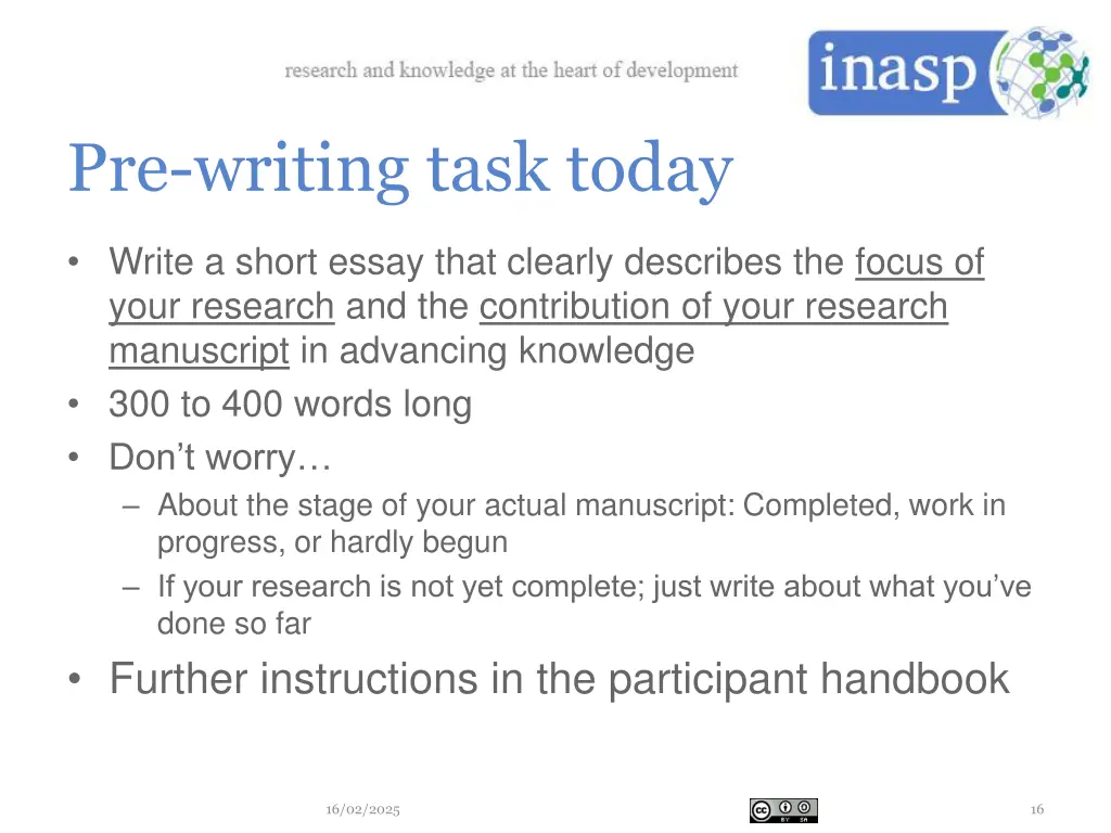 pre writing task today