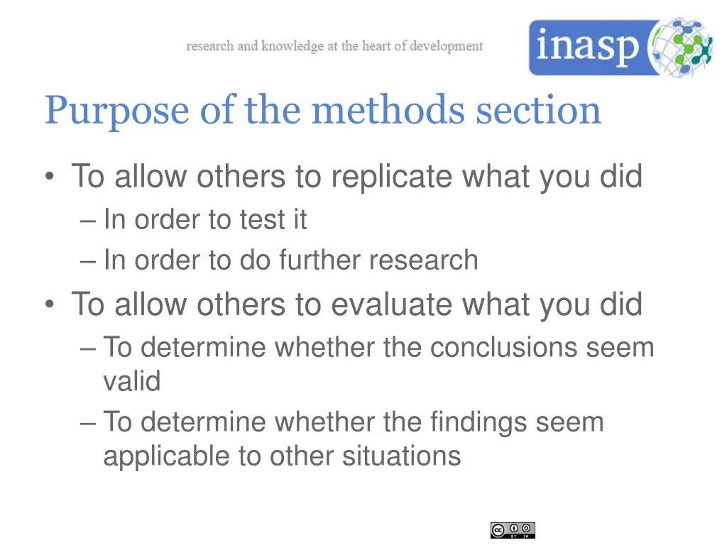 purpose of the methods section