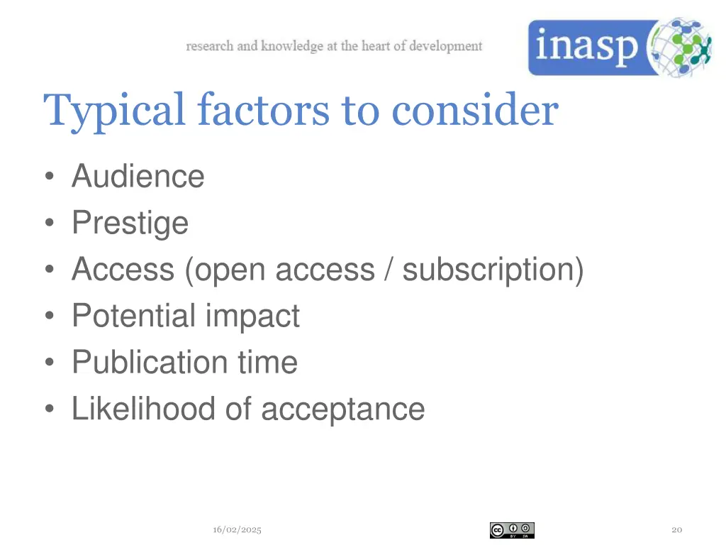 typical factors to consider