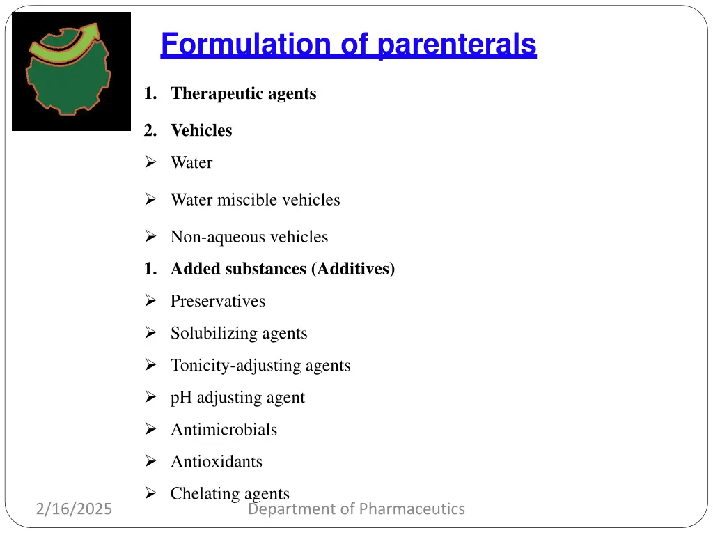 formulation of parenterals