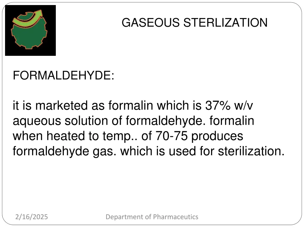 gaseous sterlization