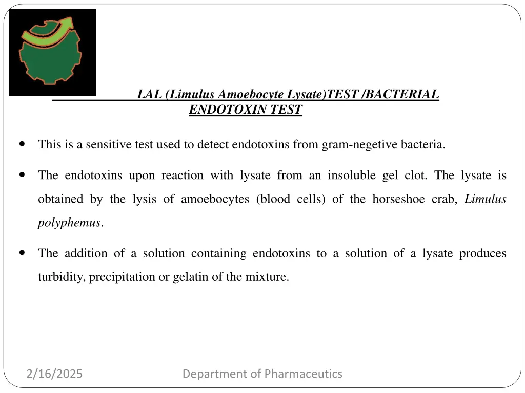lal limulus amoebocyte lysate test bacterial