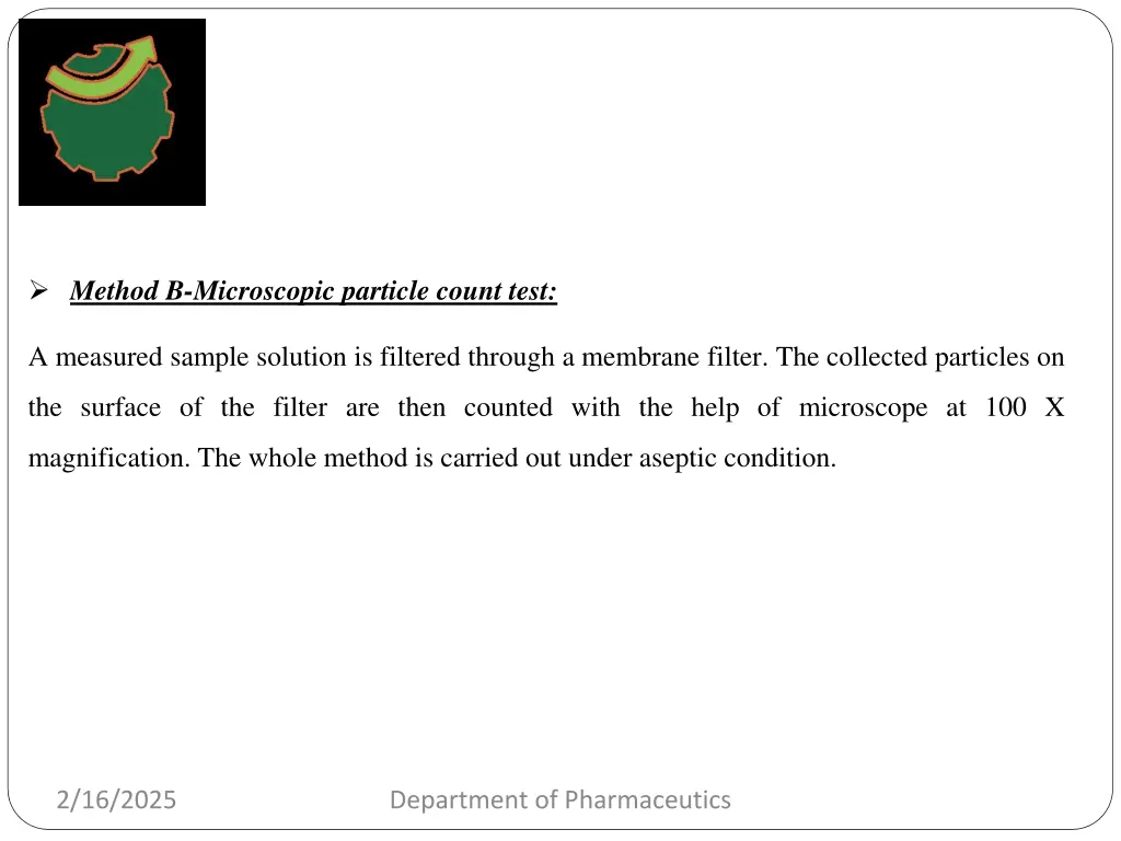 method b microscopic particle count test