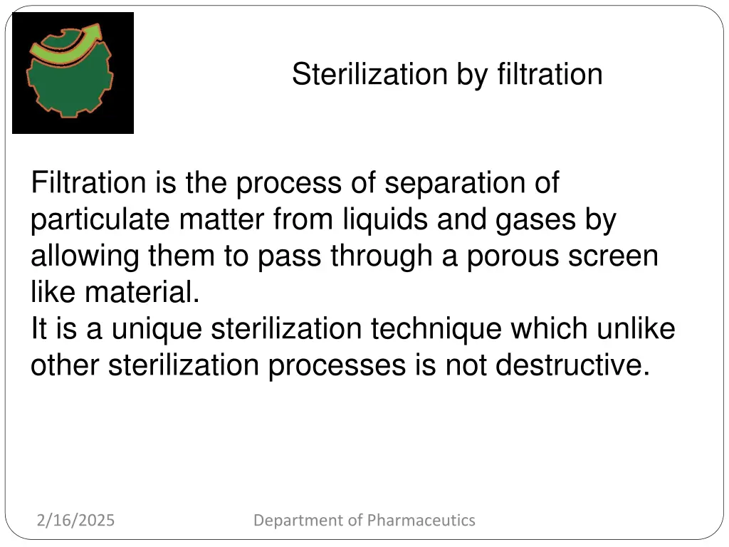 sterilization by filtration