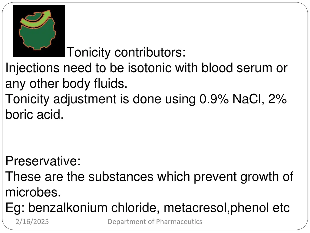 tonicity contributors injections need