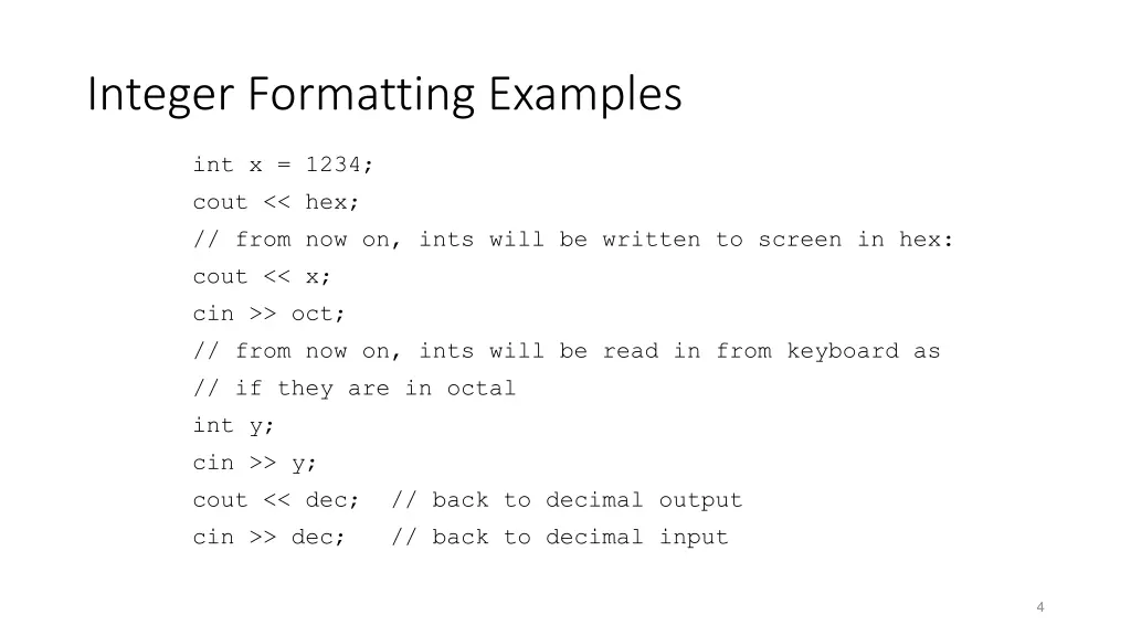 integer formatting examples