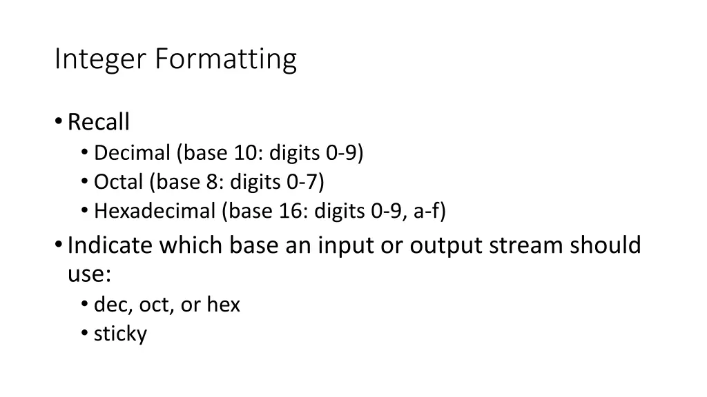 integer formatting