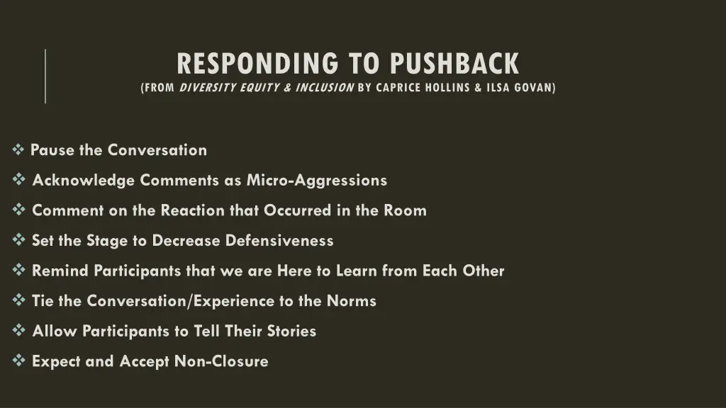 responding to pushback from diversity equity