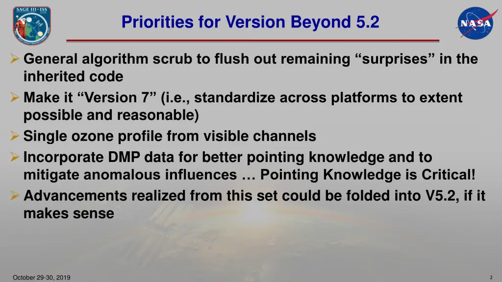 priorities for version beyond 5 2