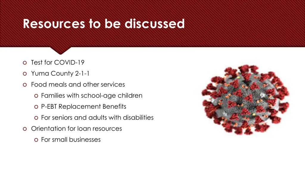 resources to be discussed