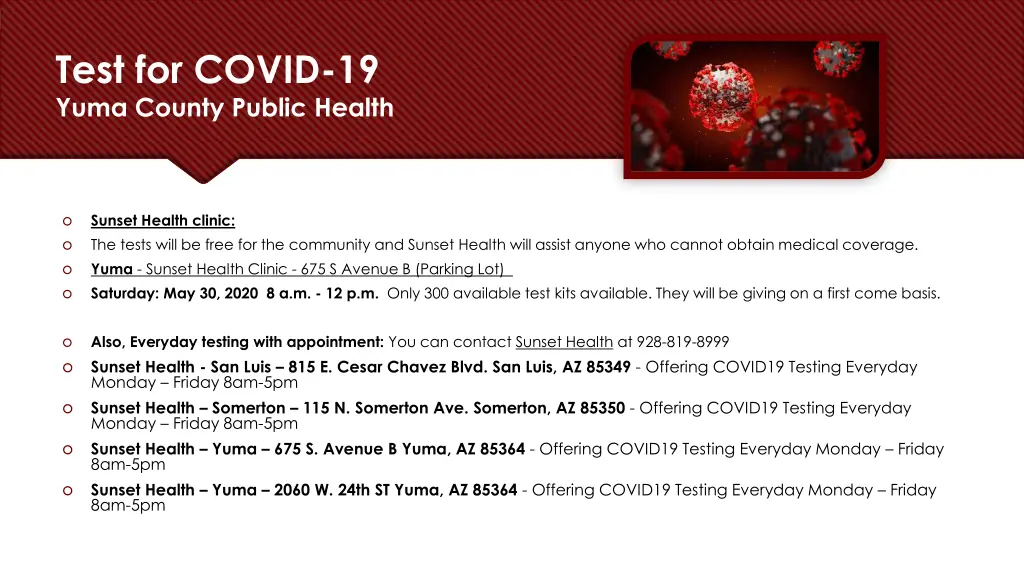test for covid 19 yuma county public health