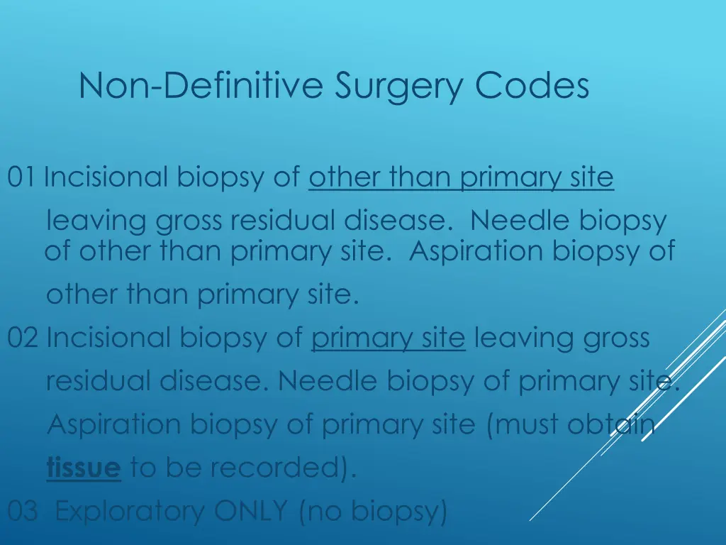 non definitive surgery codes
