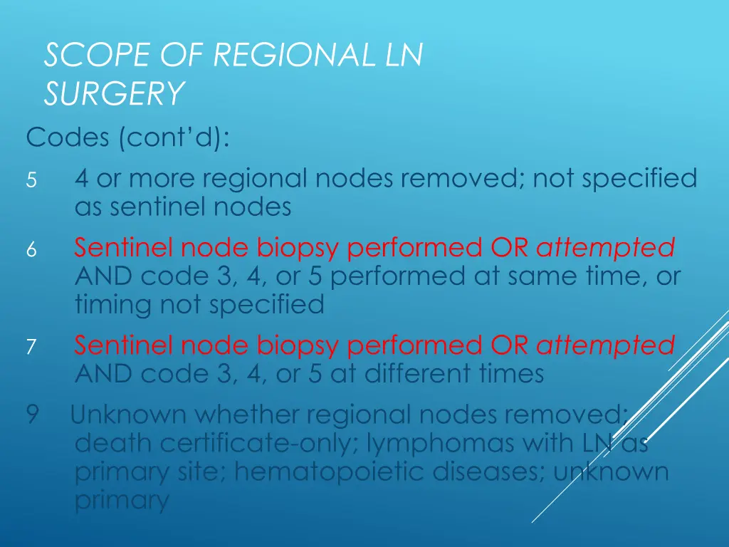 scope of regional ln surgery codes cont