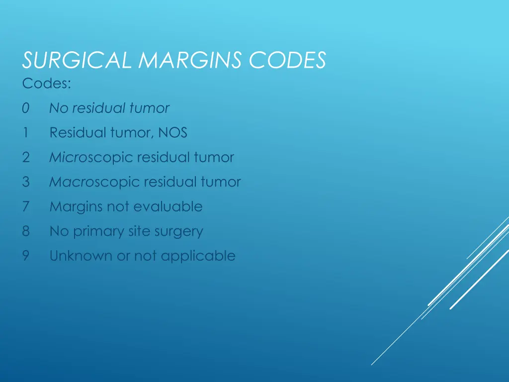 surgical margins codes codes