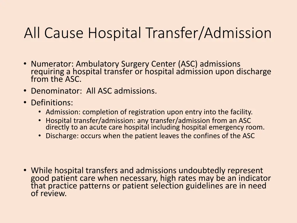 all cause hospital transfer admission