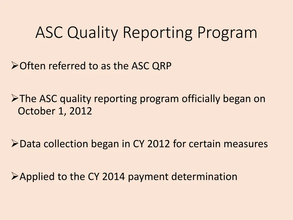 asc quality reporting program