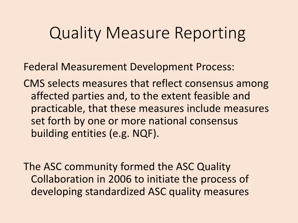 quality measure reporting