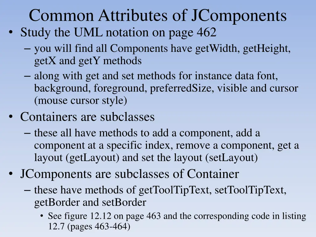 common attributes of jcomponents study
